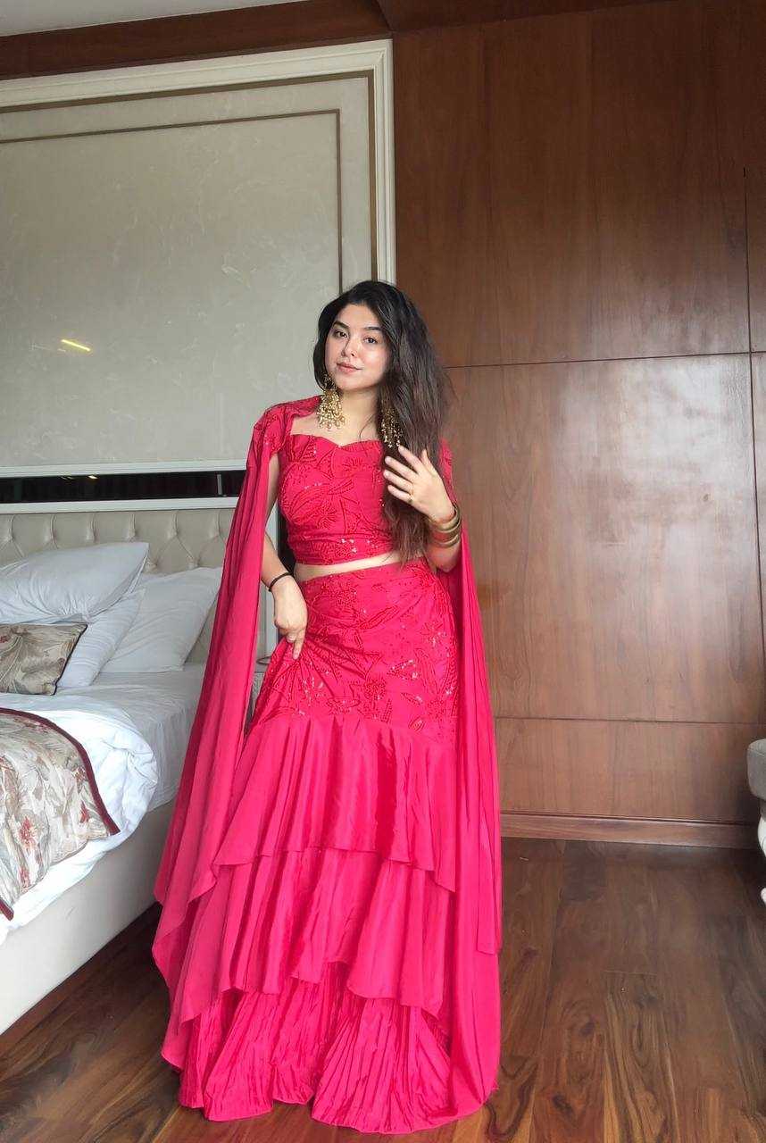 Ynf Crepe RIN141 03 Lehengas Wholesale Designer Lehenga Embroidered Lehenga Ruffle Lehenga Manufacturer- Kapda Export