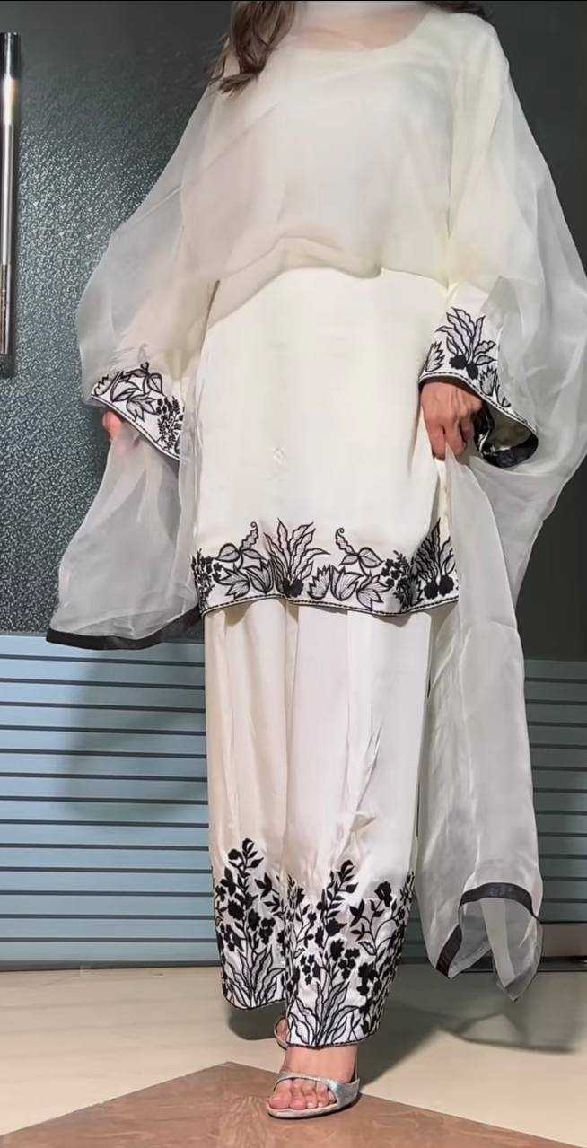 Ynf Crepe Silk KESH528 2009 Suits & Dresses Wholesale Embroidery Suits Silk Suits White Salwar Suit Manufacturer- Kapda Export