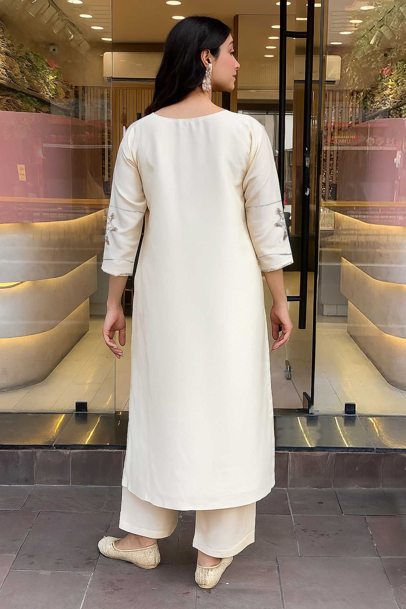 Ynf Fancy KESH334 Pocket Kurti Wholesale Kurti Bottom With Dupatta Embroidered Kurtis White Kurtis Manufacturer- Kapda Export