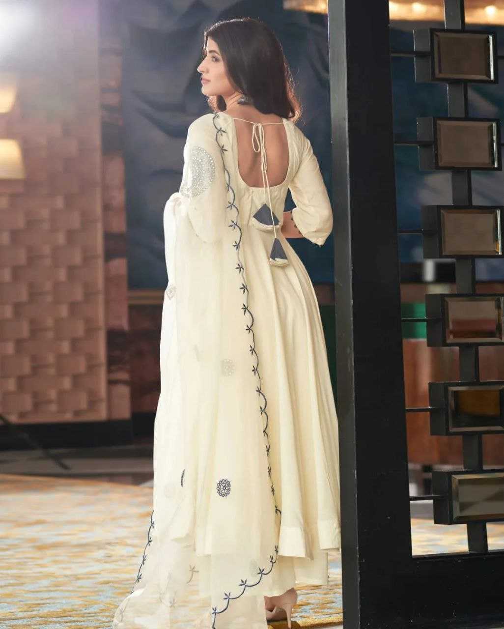 Ynf Fancy KESH602 Anarkali Suits & Dresses Wholesale Embroidery Suits Anarkali Suits White Salwar Suit Manufacturer- Kapda Export