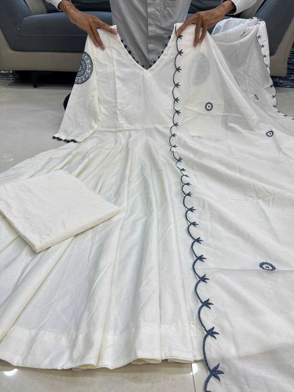 Ynf Fancy KESH602 Anarkali Suits & Dresses Wholesale Embroidery Suits Anarkali Suits White Salwar Suit Manufacturer- Kapda Export