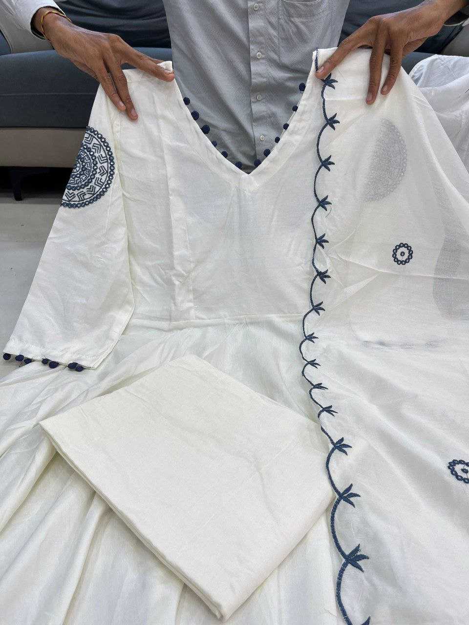 Ynf Fancy KESH602 Anarkali Suits & Dresses Wholesale Embroidery Suits Anarkali Suits White Salwar Suit Manufacturer- Kapda Export