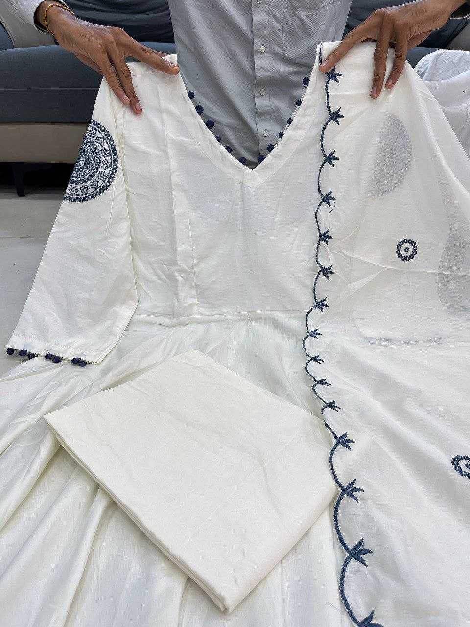 Ynf Fancy KESH602 Anarkali Suits & Dresses Wholesale Embroidery Suits Anarkali Suits White Salwar Suit Manufacturer- Kapda Export