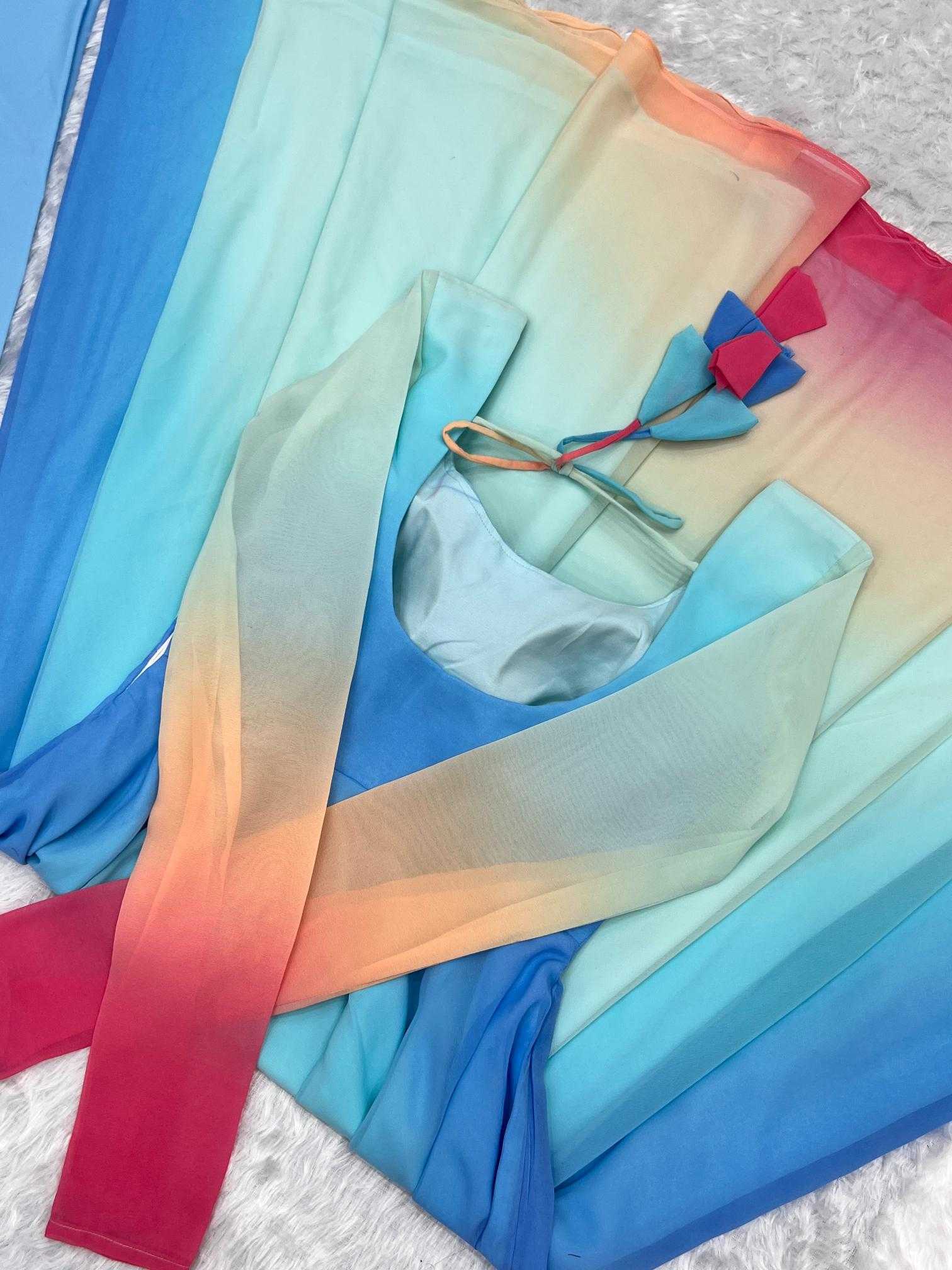 Ynf Faux Georgette KESH504 35 Gowns Wholesale Anarkali Gown Georgette Gown Blue Gown Manufacturer- Kapda Export