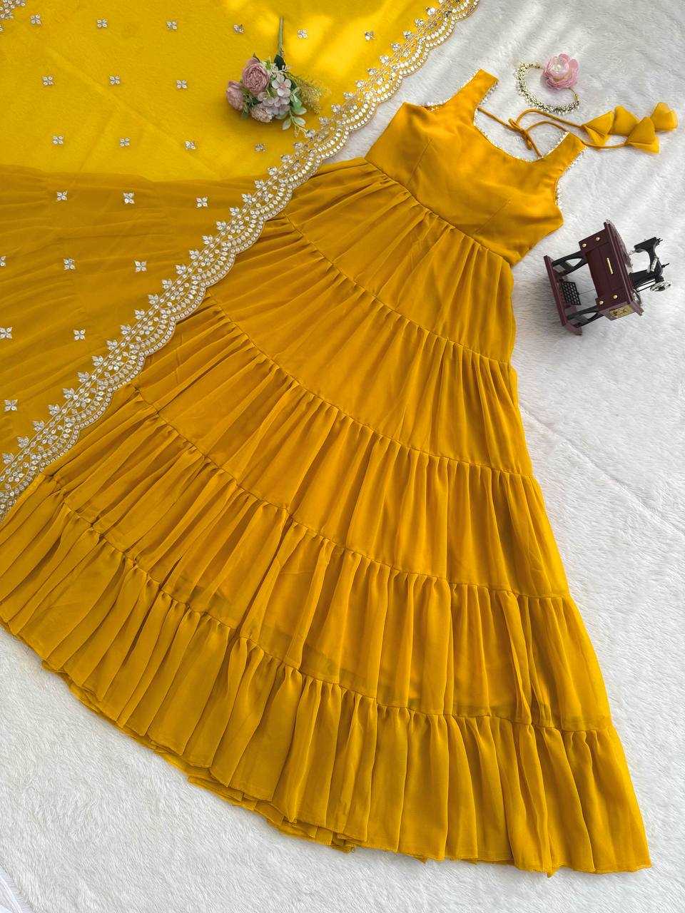 Ynf Faux Georgette RIN162 5925 Gowns Wholesale Fancy Gowns Anarkali Gown Lace Gowns Manufacturer- Kapda Export