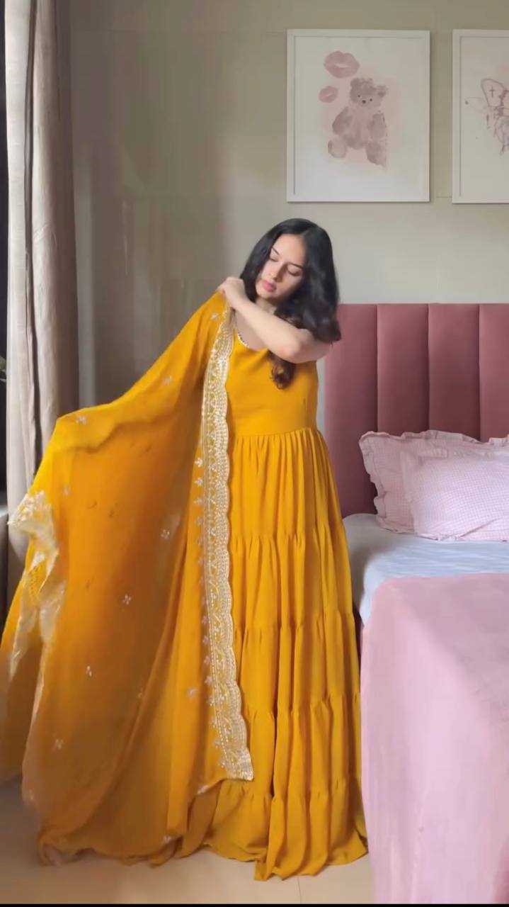 Ynf Faux Georgette RIN162 5925 Gowns Wholesale Fancy Gowns Anarkali Gown Lace Gowns Manufacturer- Kapda Export