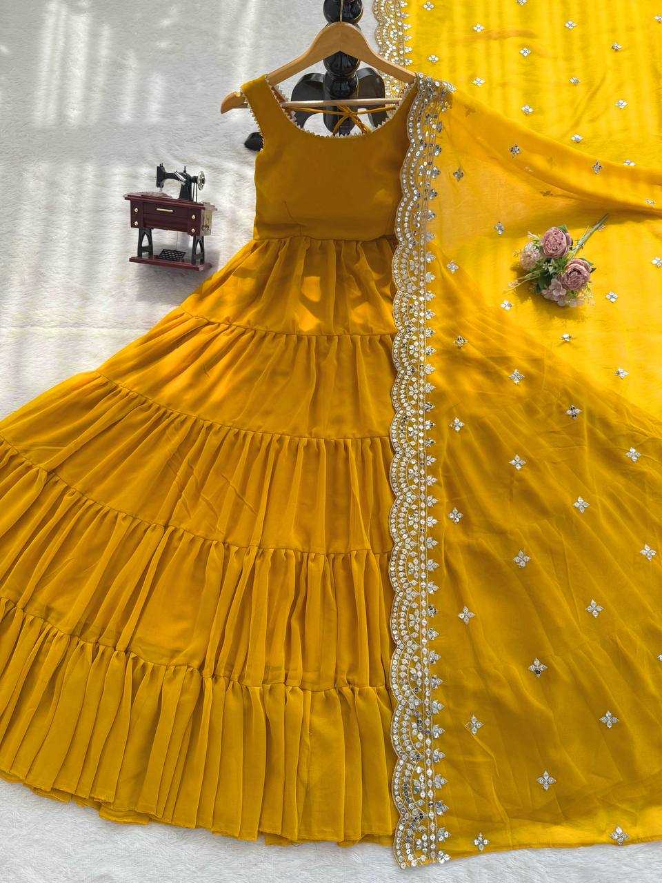 Ynf Faux Georgette RIN162 5925 Gowns Wholesale Fancy Gowns Anarkali Gown Lace Gowns Manufacturer- Kapda Export