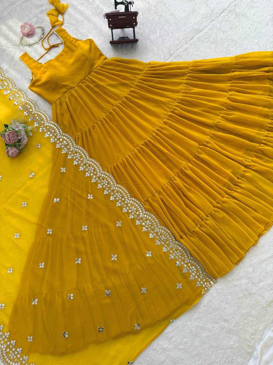 Ynf Faux Georgette RIN162 5925 Gowns Wholesale Fancy Gowns Anarkali Gown Lace Gowns Manufacturer- Kapda Export