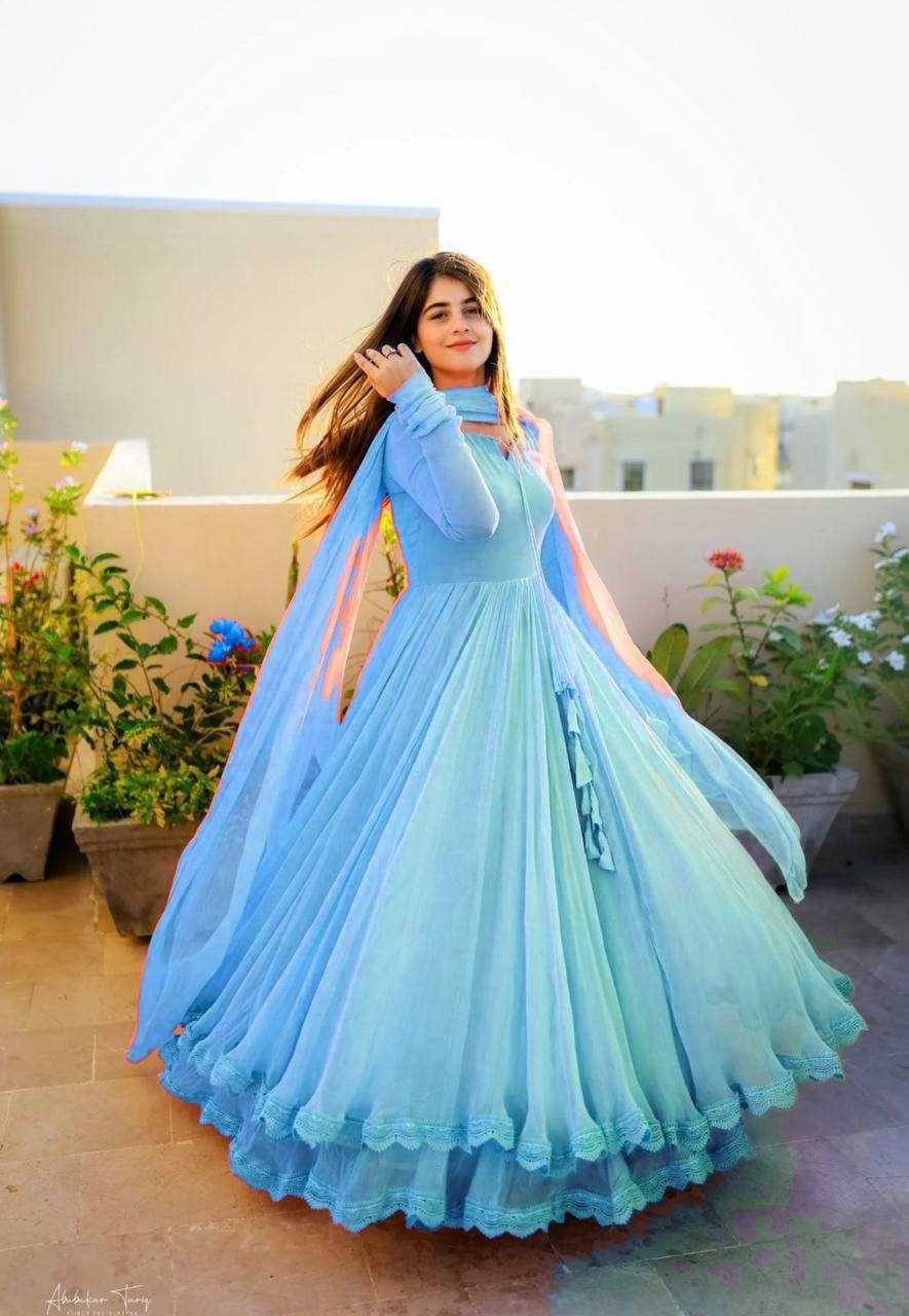 Ynf Georgette KESH175 keyuri Gowns Wholesale Fancy Gowns Designer Gowns Fit And Flare Gowns Manufacturer- Kapda Export