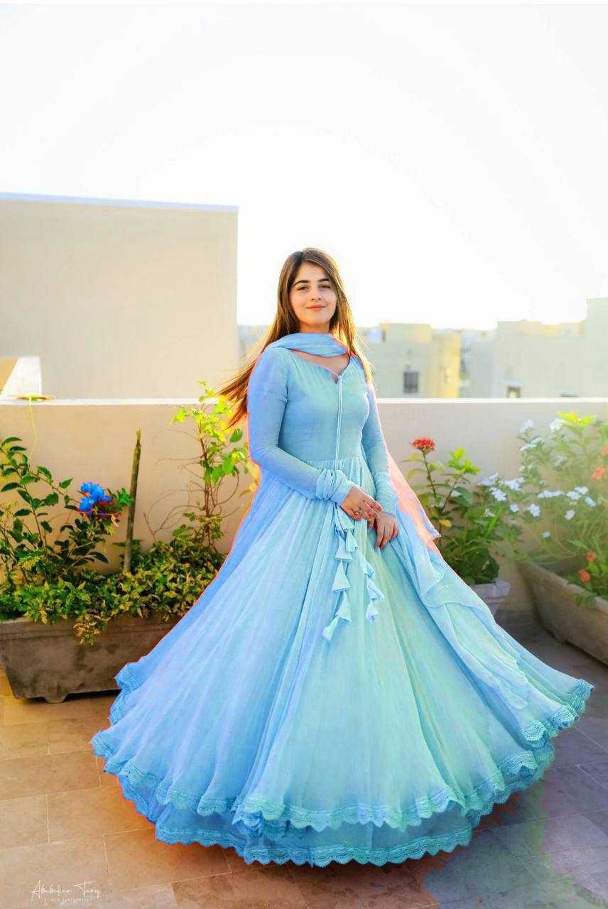 Ynf Georgette KESH175 keyuri Gowns Wholesale Fancy Gowns Designer Gowns Fit And Flare Gowns Manufacturer- Kapda Export