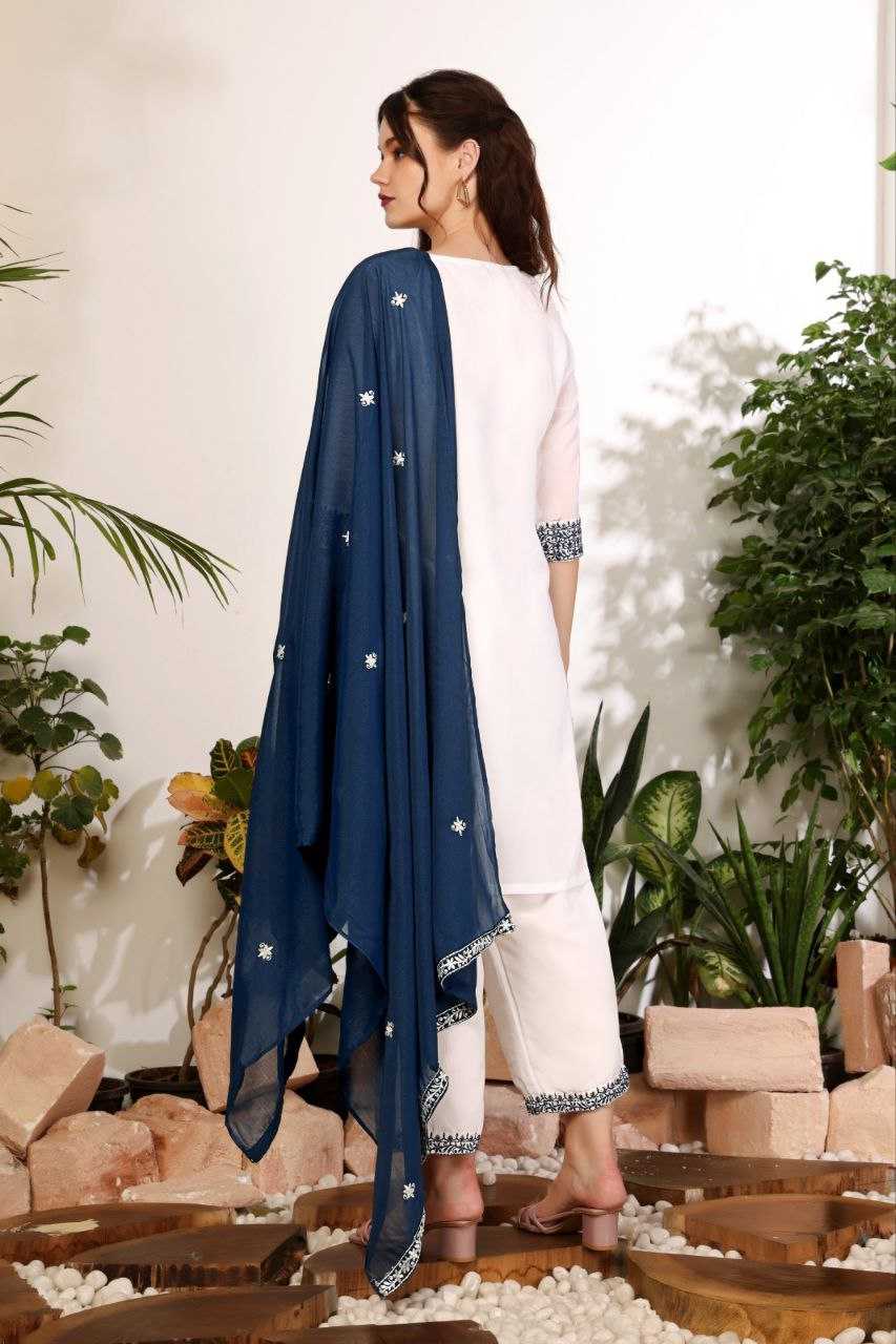 Ynf Georgette KESH191 001 Suits & Dresses Wholesale Embroidery Suits Party wear suits White Salwar Suit Manufacturer- Kapda Export