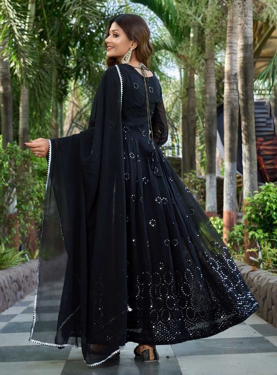 Ynf Georgette KESH334 Black Aaina Gowns Wholesale Anarkali Gown Designer Gowns Black Gown Manufacturer- Kapda Export