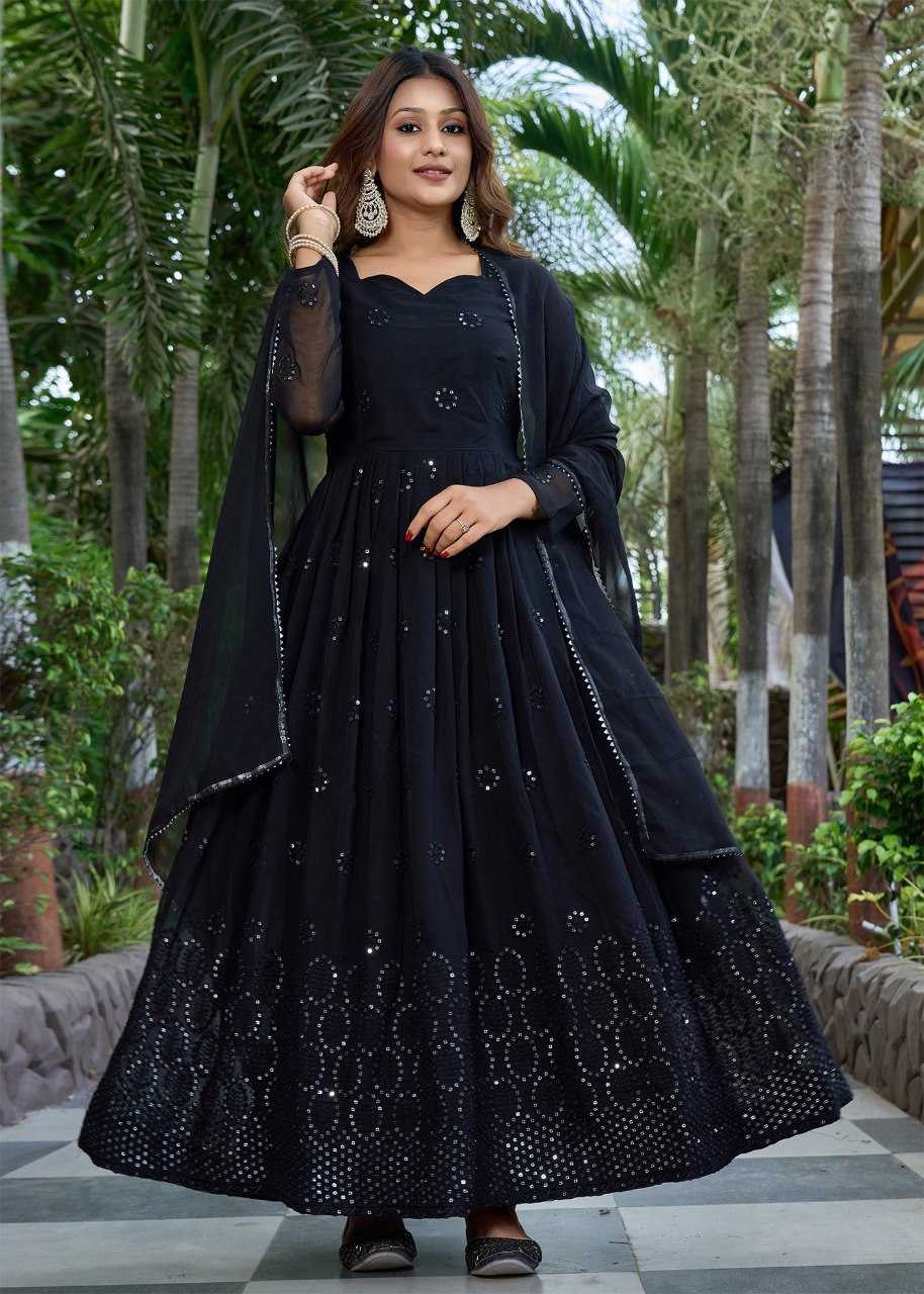 Ynf Georgette KESH334 Black Aaina Gowns Wholesale Anarkali Gown Designer Gowns Black Gown Manufacturer- Kapda Export