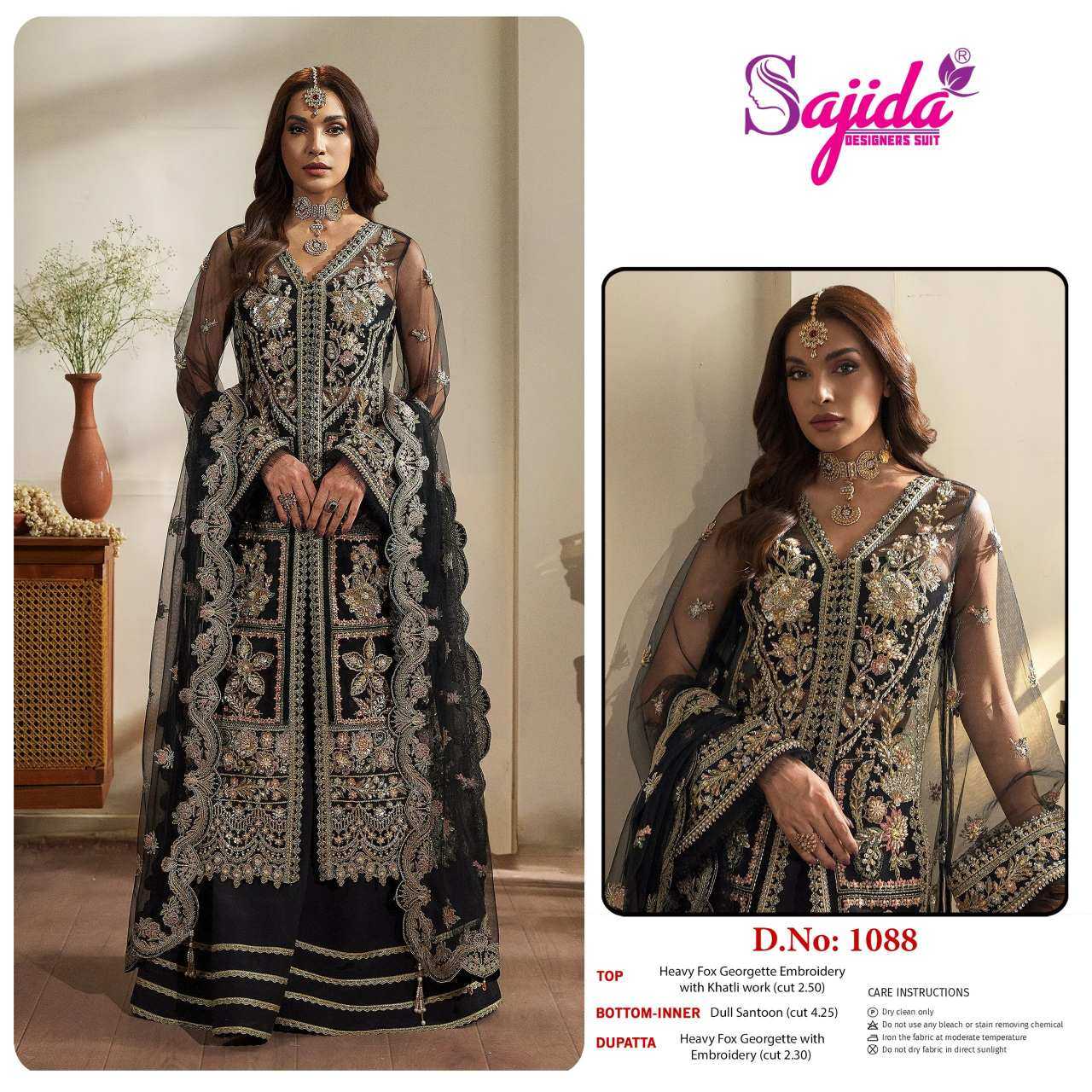 Ynf Georgette KESH530 SAJIDA 1088 Suits & Dresses Islamic Clothing Wholesale Pakistani Suits Designer Suits Black Salwar Suit Manufacturer- Kapda Export
