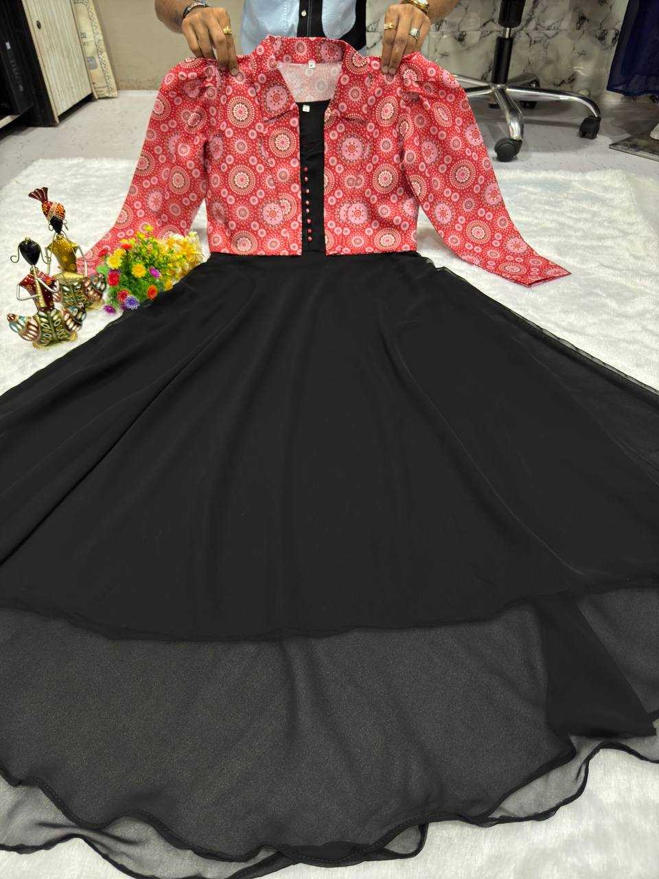 Ynf Georgette KESH616 150 Kurti Wholesale Party Wear Kurtis Anarkali Kurtis Kurti With Jacket Manufacturer- Kapda Export