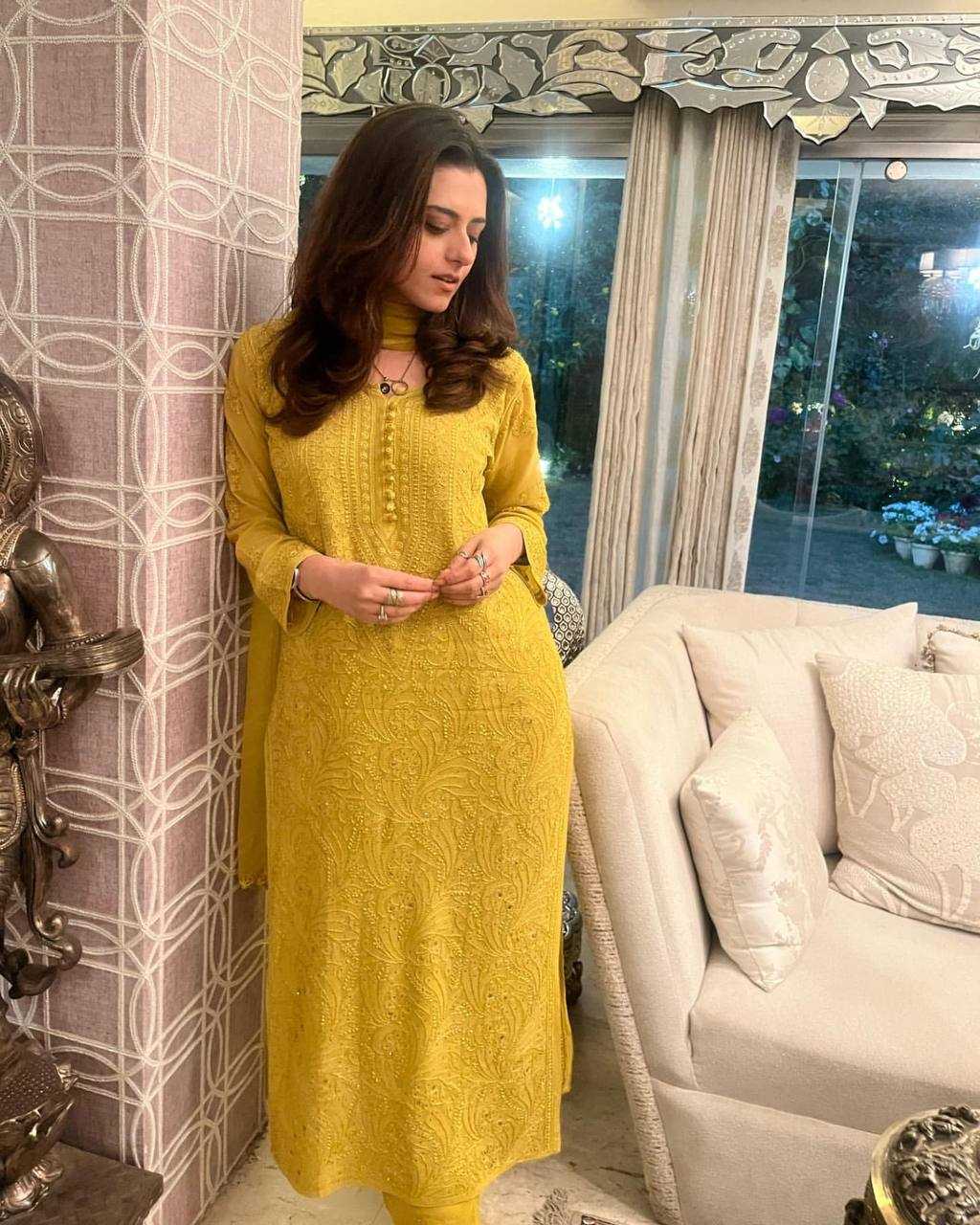 Ynf Georgette RIN110 391 Suits & Dresses Wholesale Embroidery Suits Georgette Suit Yellow Salwar Suit Manufacturer- Kapda Export