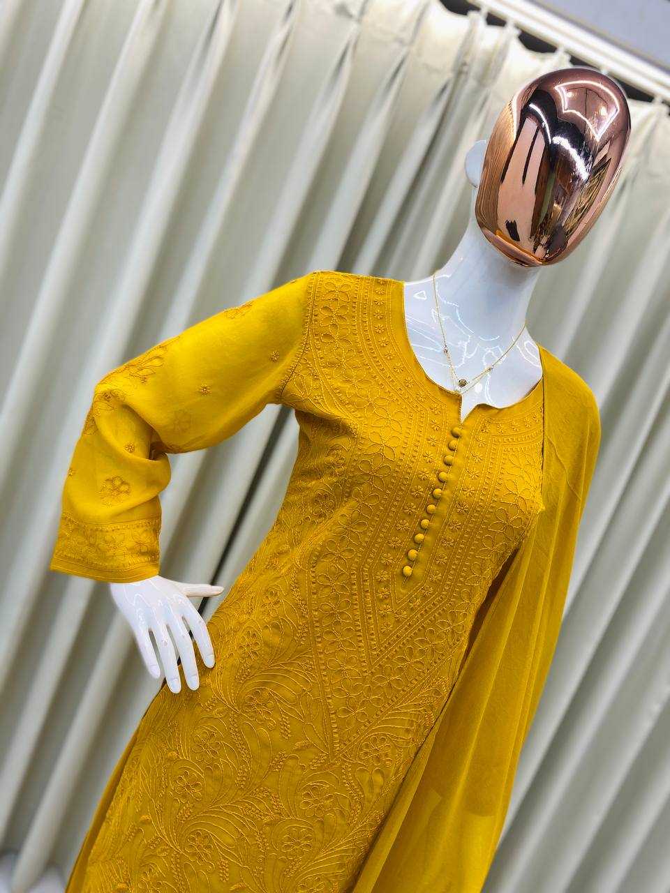 Ynf Georgette RIN110 391 Suits & Dresses Wholesale Embroidery Suits Georgette Suit Yellow Salwar Suit Manufacturer- Kapda Export