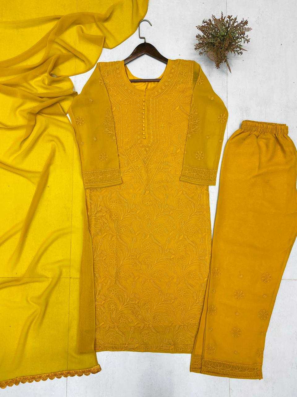 Ynf Georgette RIN110 391 Suits & Dresses Wholesale Embroidery Suits Georgette Suit Yellow Salwar Suit Manufacturer- Kapda Export