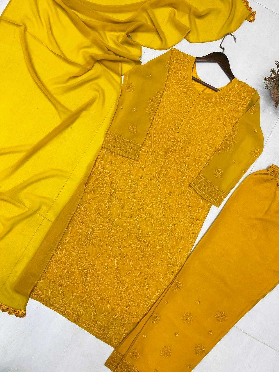 Ynf Georgette RIN110 391 Suits & Dresses Wholesale Embroidery Suits Georgette Suit Yellow Salwar Suit Manufacturer- Kapda Export