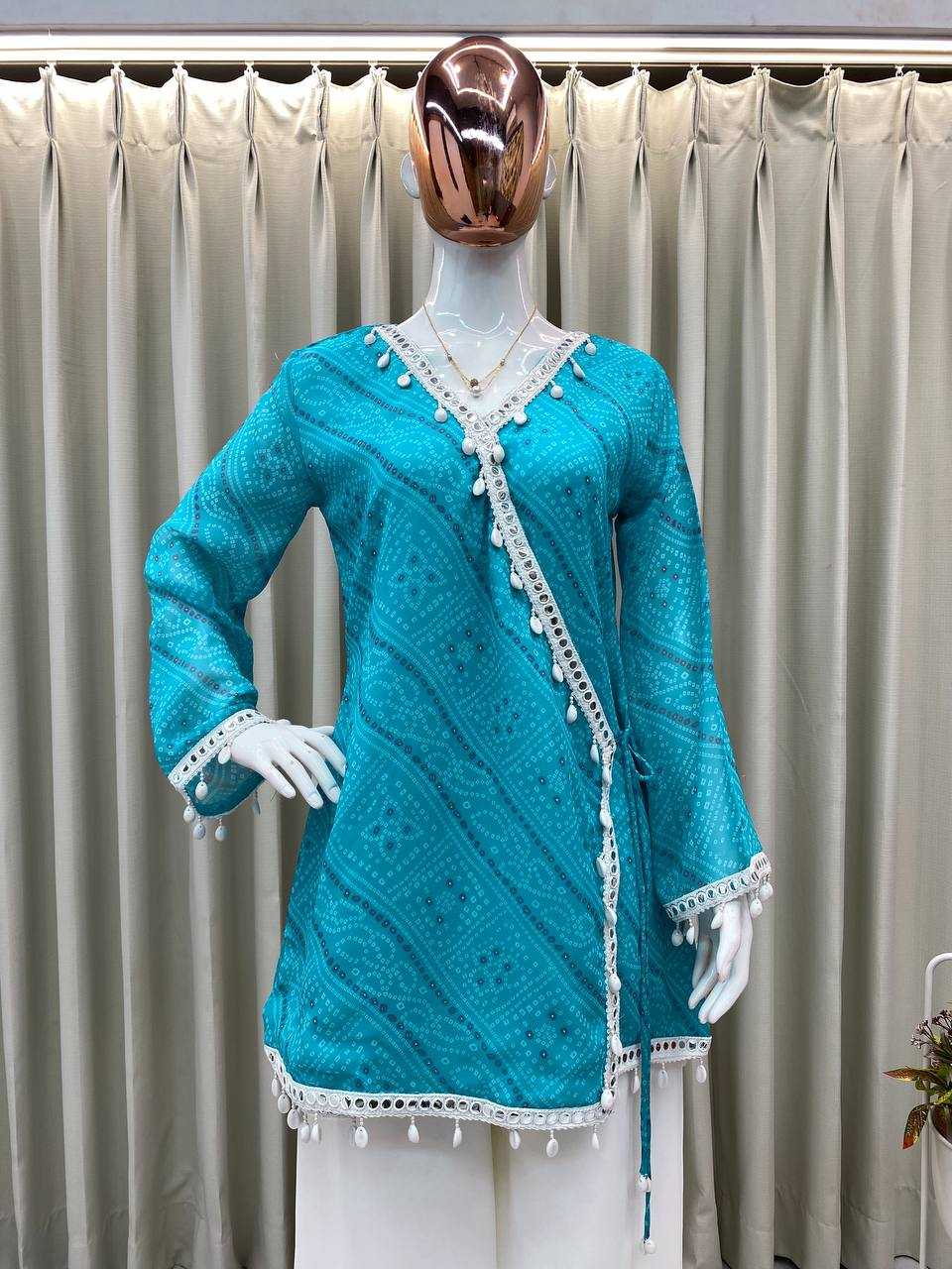 Ynf Georgette RIN110 399 Kurti Wholesale Casual Kurtis Printed Kurtis Bandhani Kurtis Manufacturer- Kapda Export