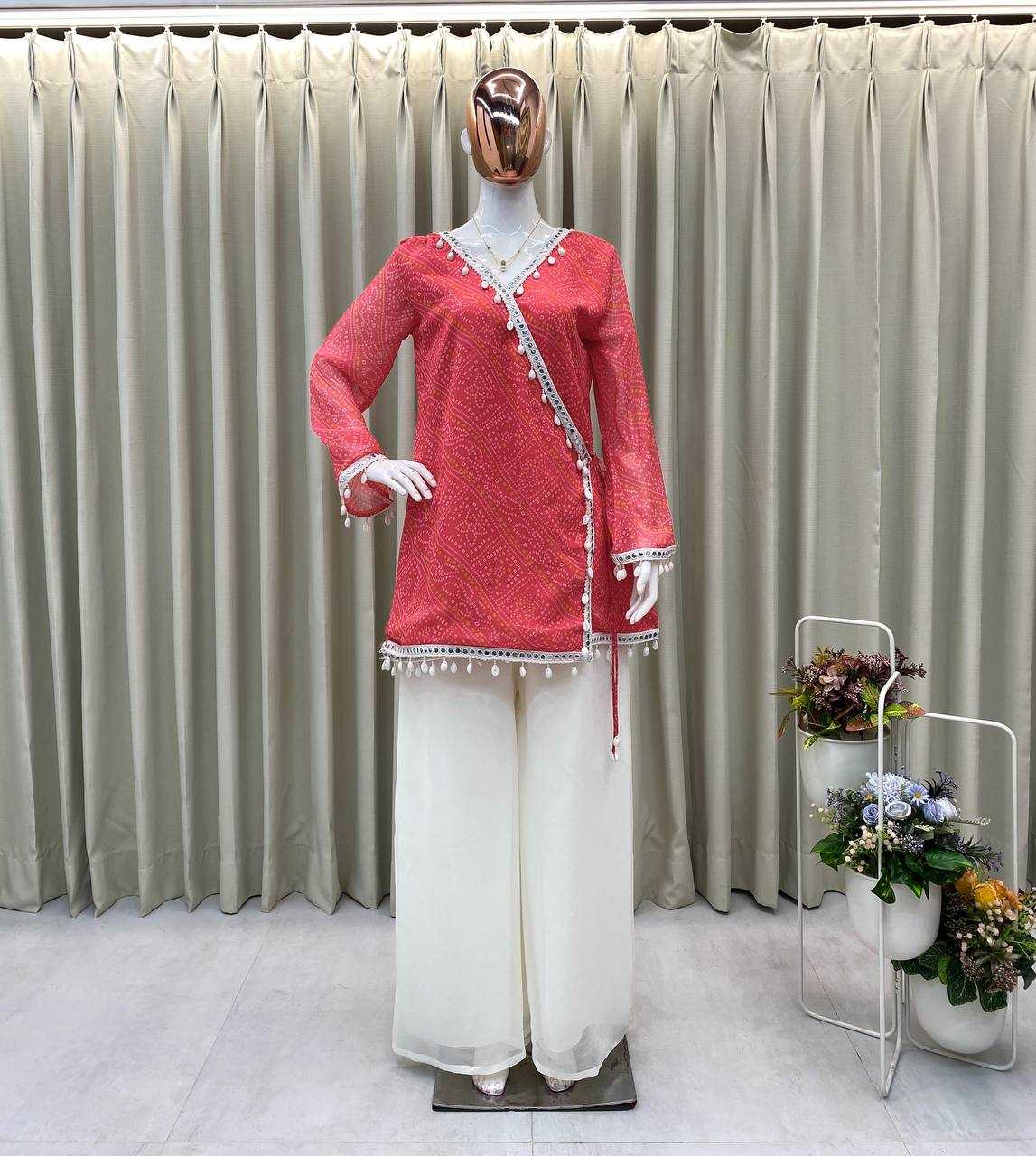 Ynf Georgette RIN110 399 Kurti Wholesale Casual Kurtis Printed Kurtis Bandhani Kurtis Manufacturer- Kapda Export