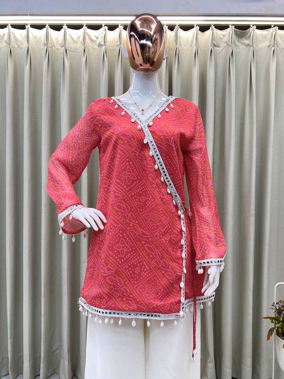 Ynf Georgette RIN110 399 Kurti Wholesale Casual Kurtis Printed Kurtis Bandhani Kurtis Manufacturer- Kapda Export