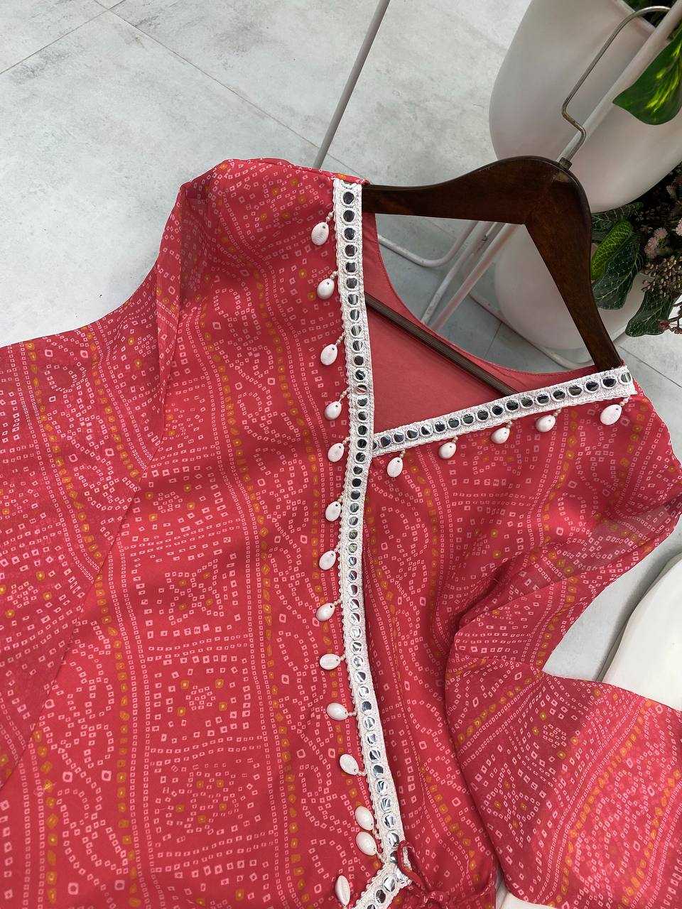 Ynf Georgette RIN110 399 Kurti Wholesale Casual Kurtis Printed Kurtis Bandhani Kurtis Manufacturer- Kapda Export