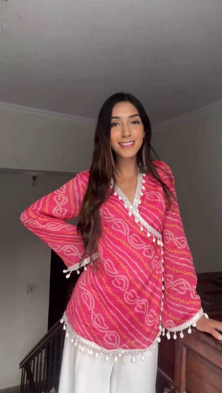 Ynf Georgette RIN110 399 Kurti Wholesale Casual Kurtis Printed Kurtis Bandhani Kurtis Manufacturer- Kapda Export