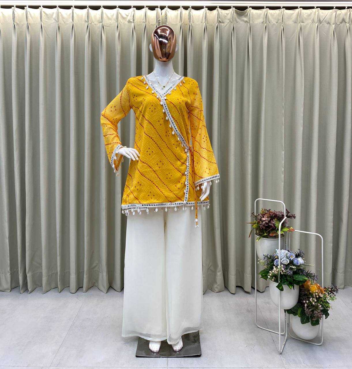 Ynf Georgette RIN110 399 Kurti Wholesale Casual Kurtis Printed Kurtis Bandhani Kurtis Manufacturer- Kapda Export