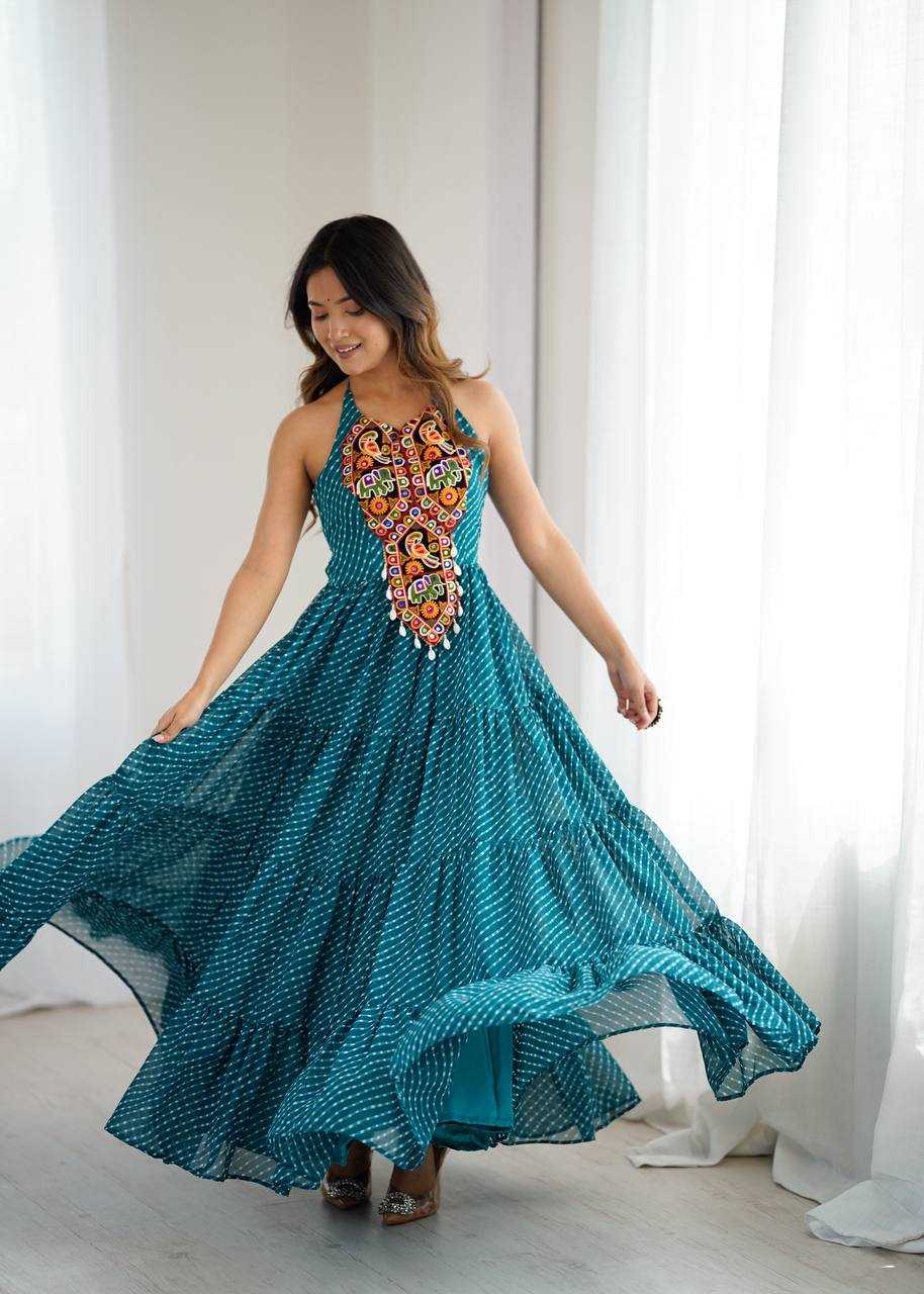 Ynf Georgette RIN133 43 Gowns Wholesale Party Gowns Georgette Gown Blue Gown Manufacturer- Kapda Export