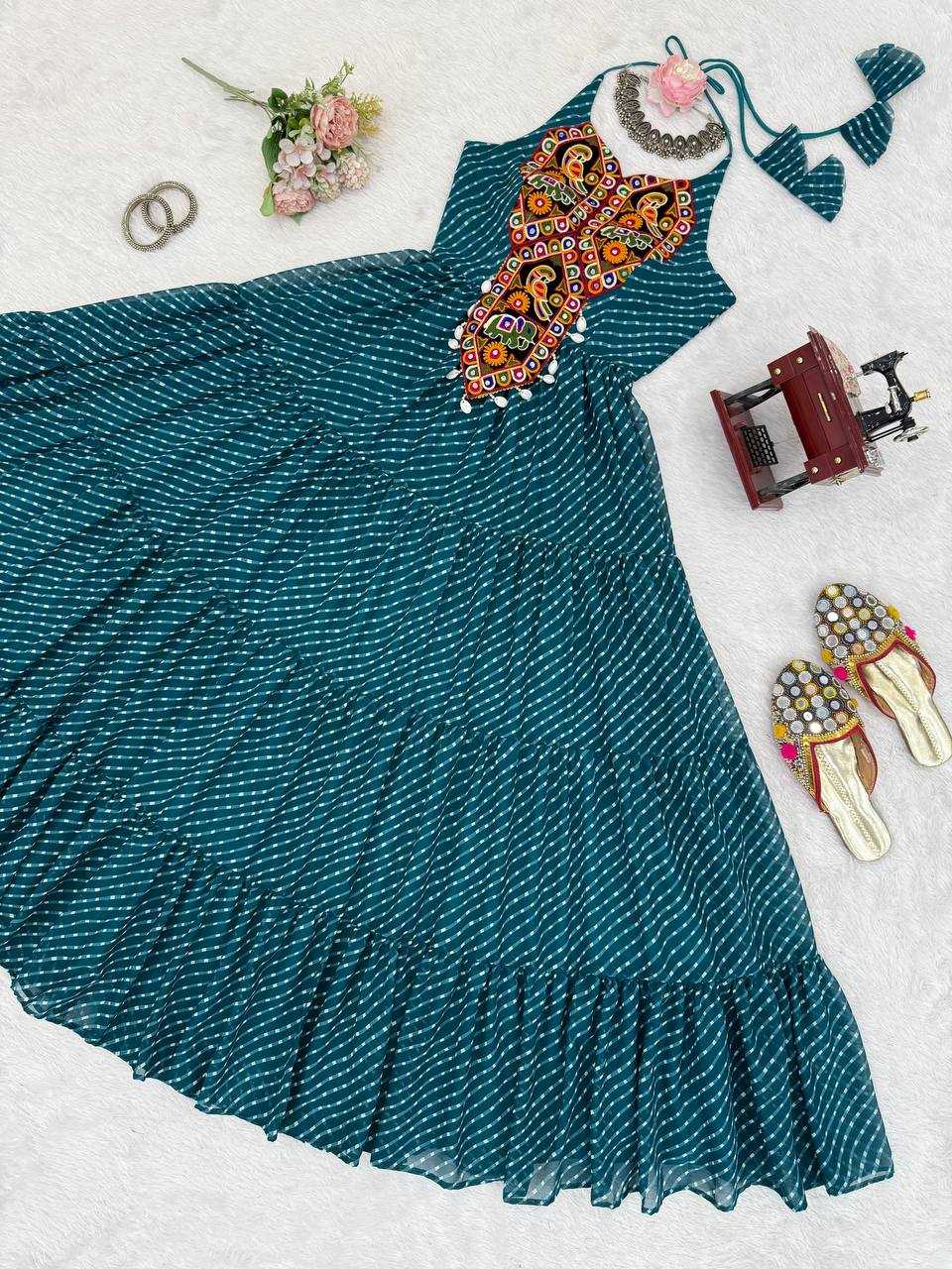 Ynf Georgette RIN133 43 Gowns Wholesale Party Gowns Georgette Gown Blue Gown Manufacturer- Kapda Export