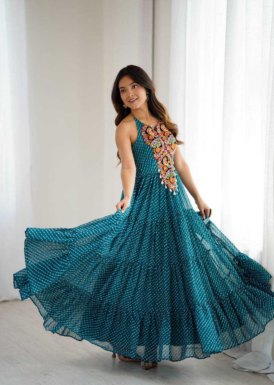 Ynf Georgette RIN133 43 Gowns Wholesale Party Gowns Georgette Gown Blue Gown Manufacturer- Kapda Export