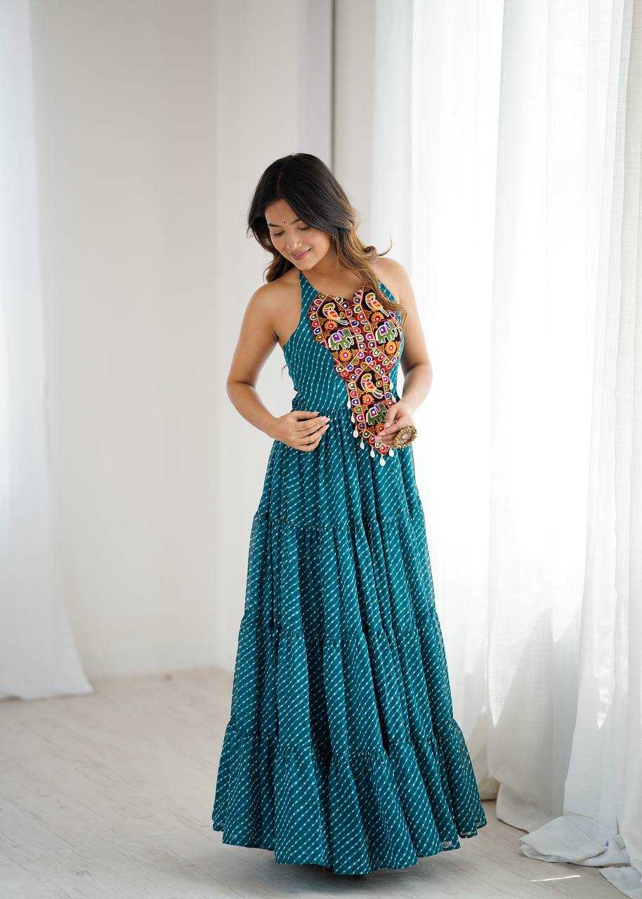 Ynf Georgette RIN133 43 Gowns Wholesale Party Gowns Georgette Gown Blue Gown Manufacturer- Kapda Export