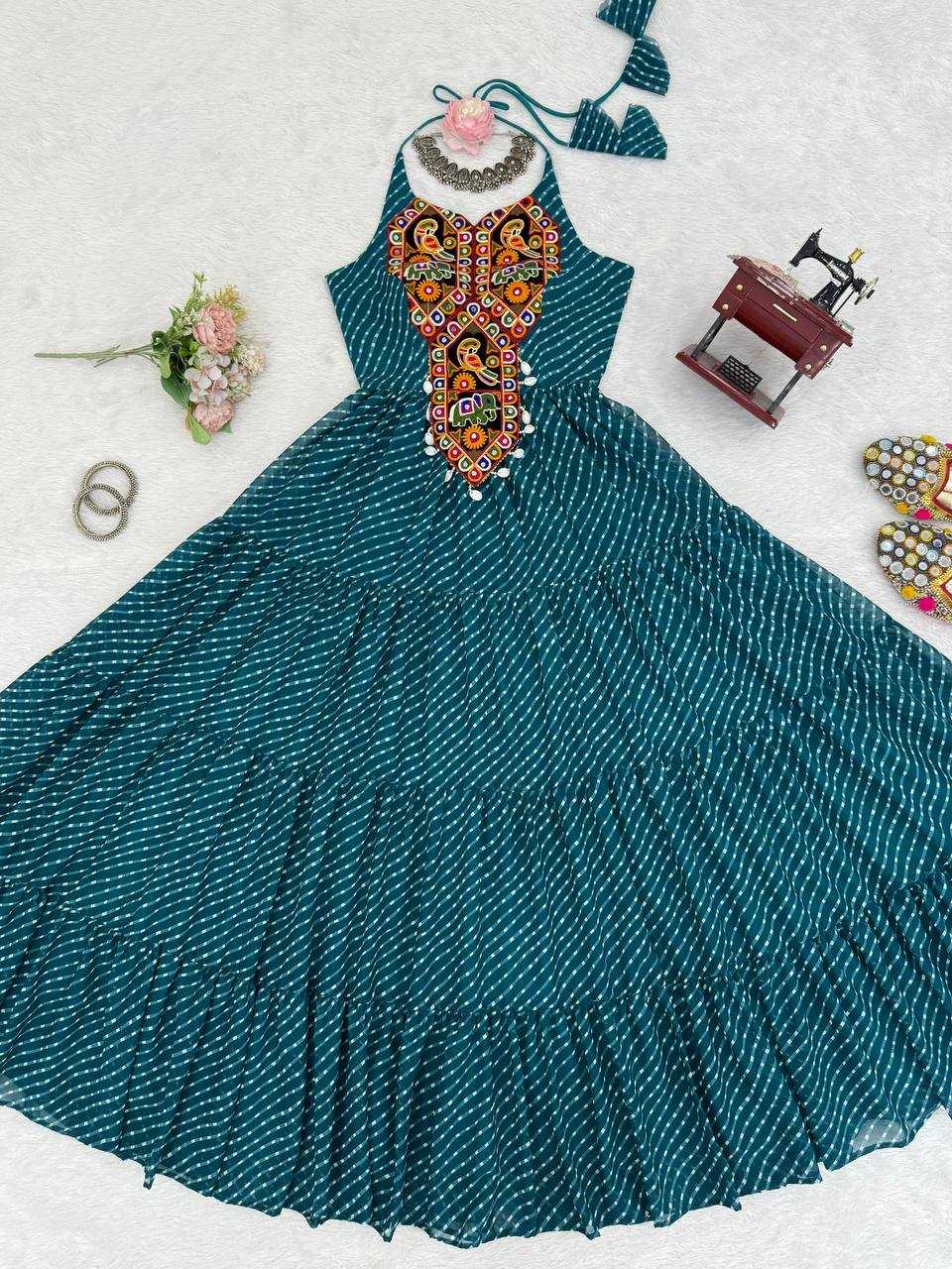 Ynf Georgette RIN133 43 Gowns Wholesale Party Gowns Georgette Gown Blue Gown Manufacturer- Kapda Export