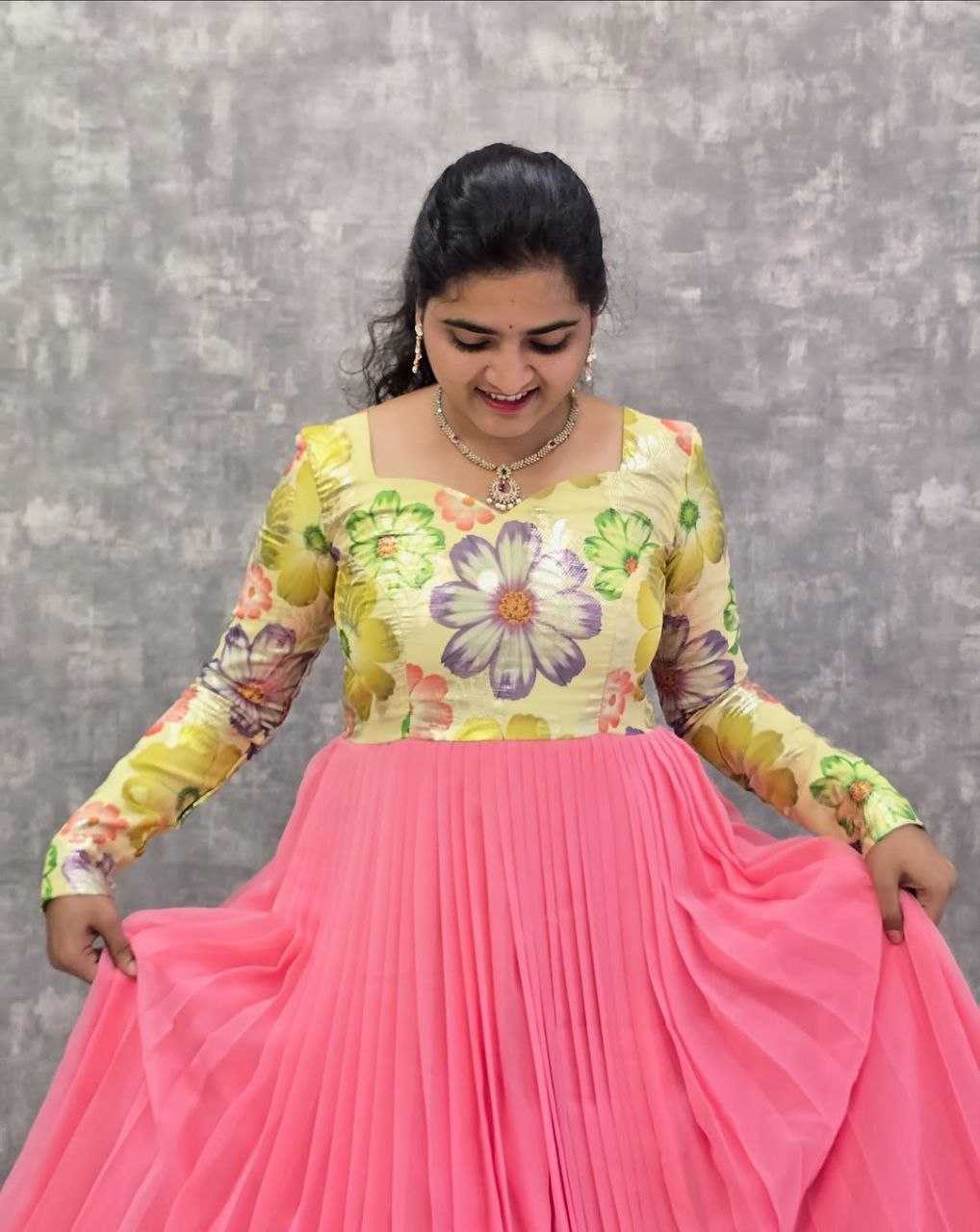 Ynf Georgette RIN157 PB-46 Gowns Wholesale Fancy Gowns Embroidery Gowns Floral Print Gowns Manufacturer- Kapda Export