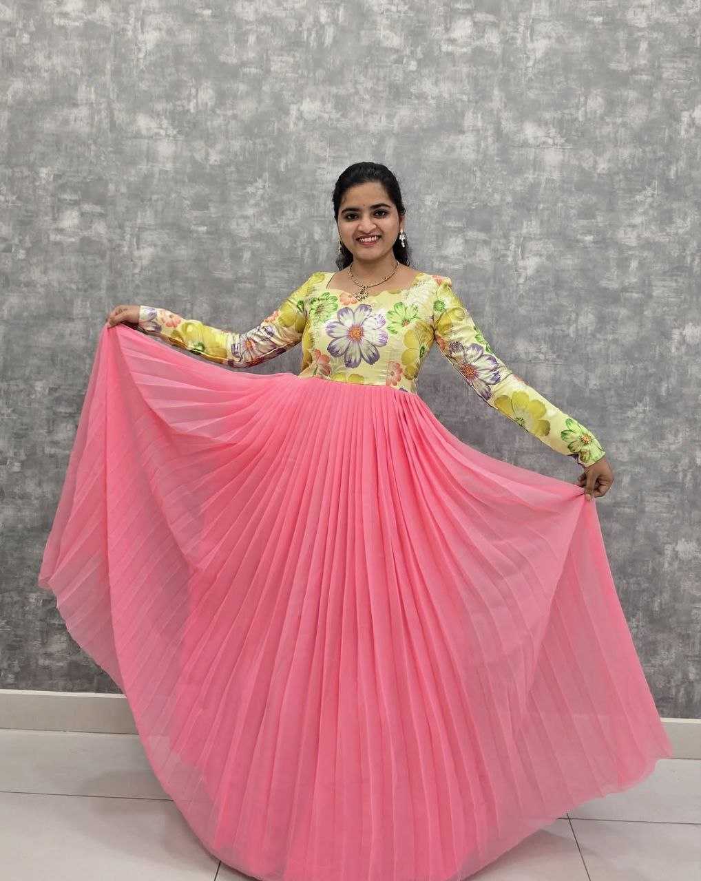 Ynf Georgette RIN157 PB-46 Gowns Wholesale Fancy Gowns Embroidery Gowns Floral Print Gowns Manufacturer- Kapda Export