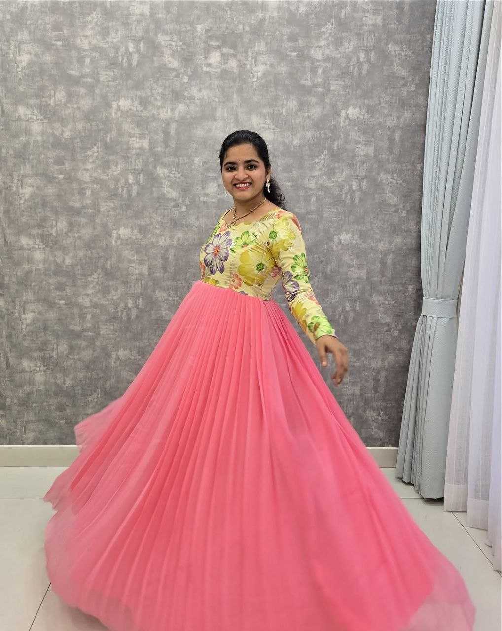 Ynf Georgette RIN157 PB-46 Gowns Wholesale Fancy Gowns Embroidery Gowns Floral Print Gowns Manufacturer- Kapda Export