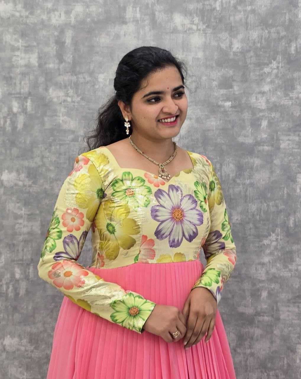 Ynf Georgette RIN157 PB-46 Gowns Wholesale Fancy Gowns Embroidery Gowns Floral Print Gowns Manufacturer- Kapda Export