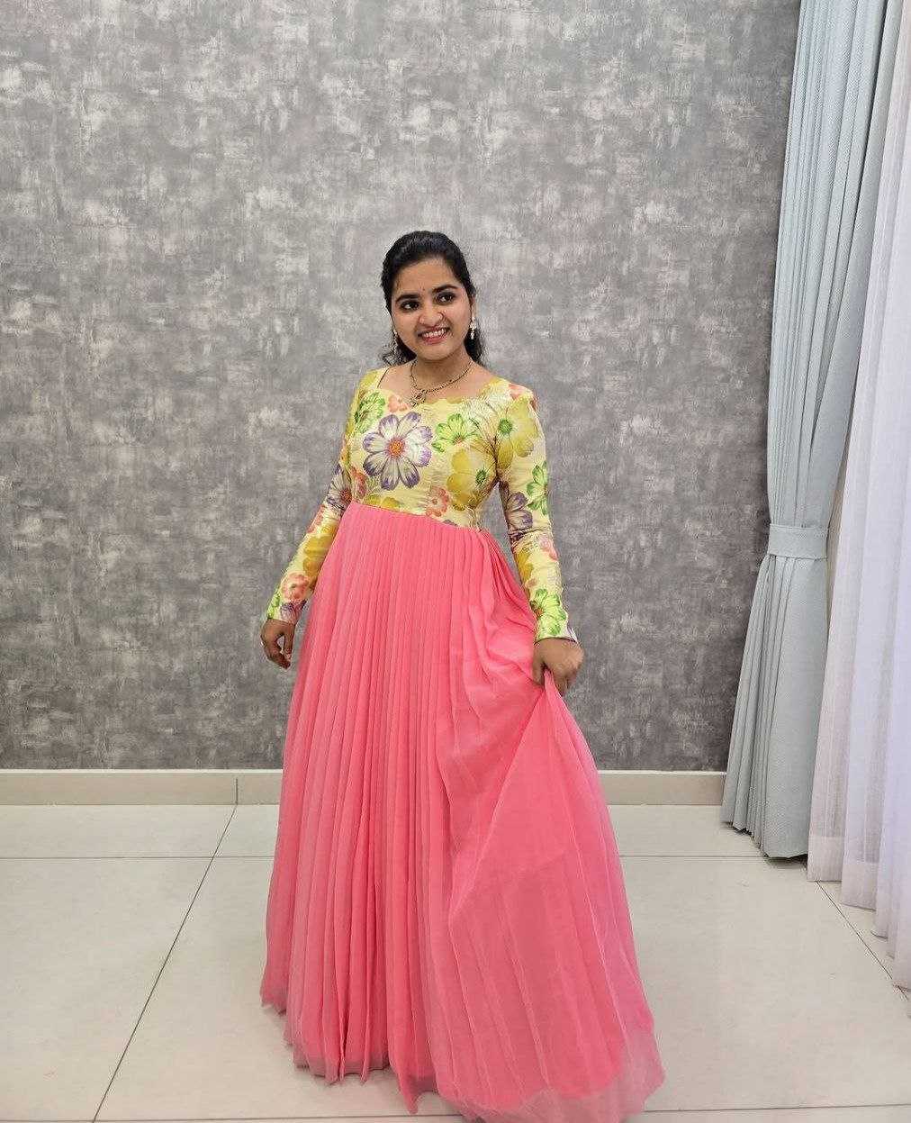 Ynf Georgette RIN157 PB-46 Gowns Wholesale Fancy Gowns Embroidery Gowns Floral Print Gowns Manufacturer- Kapda Export