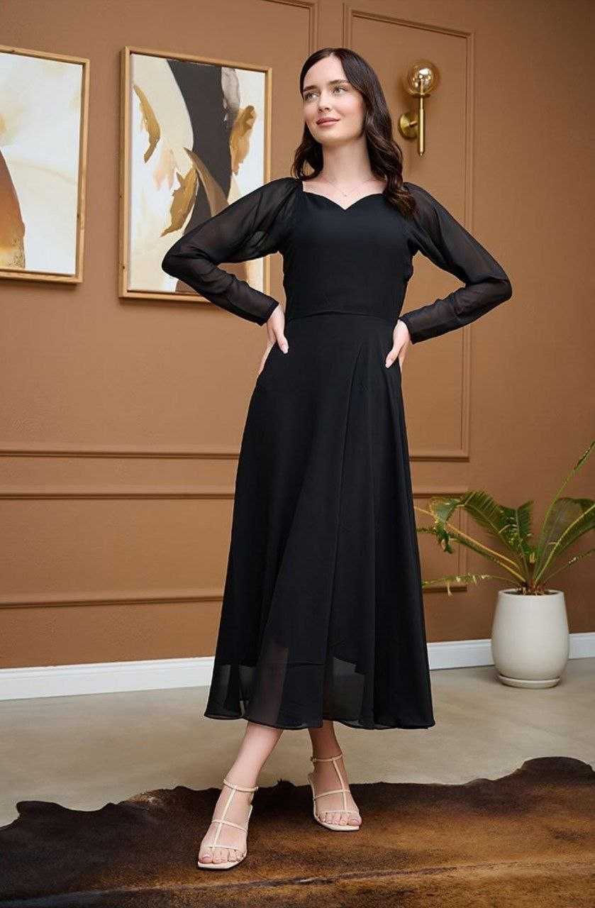Ynf Georgette RIN157 PC-2033 Gowns Plus Size Collections Wholesale Fancy Gowns Party Wear Gowns Black Gown Manufacturer- Kapda Export