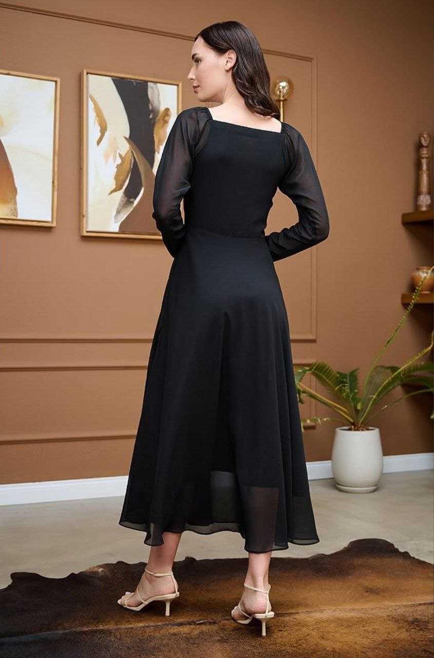 Ynf Georgette RIN157 PC-2033 Gowns Plus Size Collections Wholesale Fancy Gowns Party Wear Gowns Black Gown Manufacturer- Kapda Export