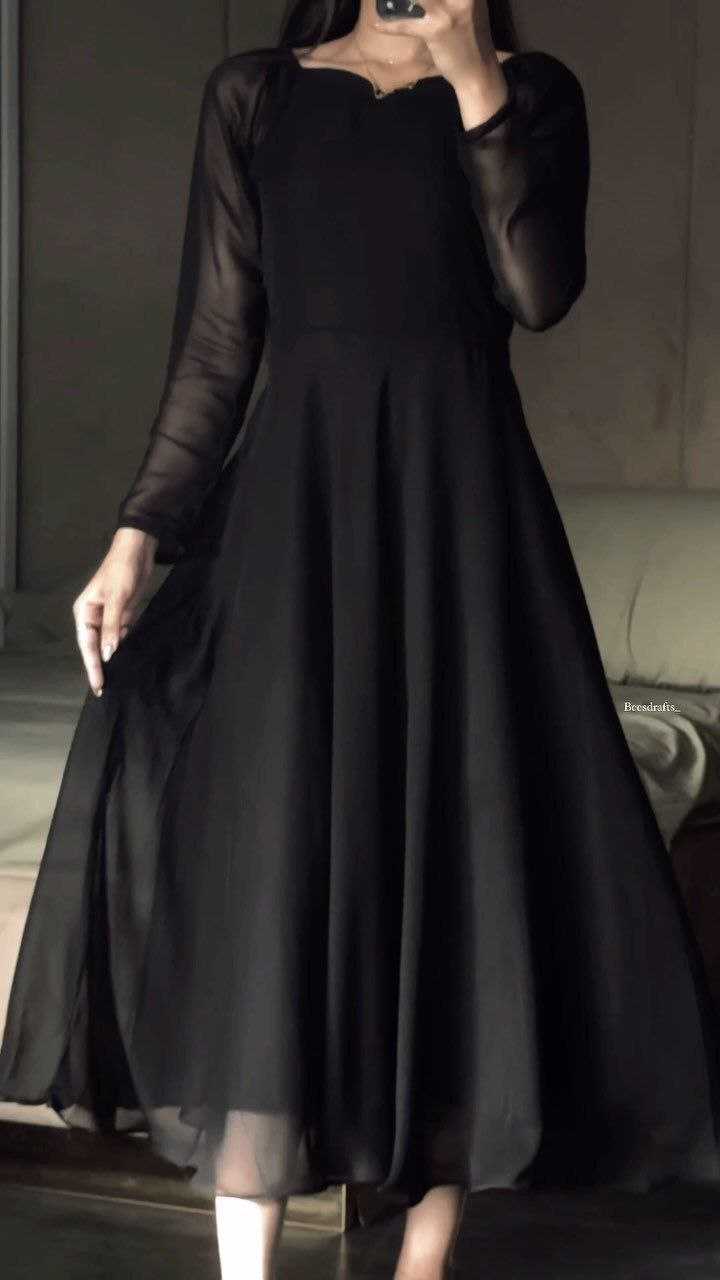 Ynf Georgette RIN157 PC-2033 Gowns Plus Size Collections Wholesale Fancy Gowns Party Wear Gowns Black Gown Manufacturer- Kapda Export