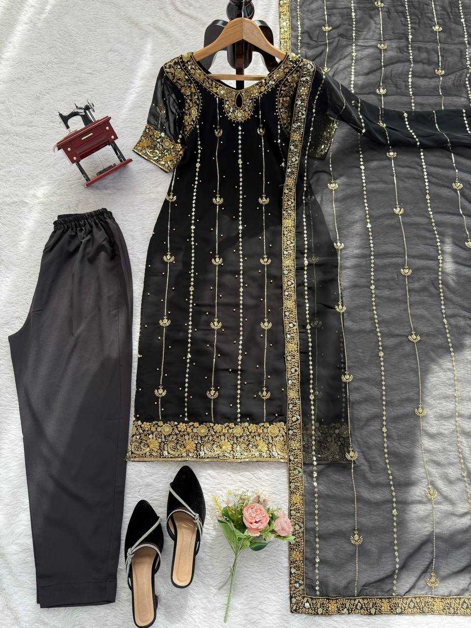 Ynf Georgette RIN162 5923 Suits & Dresses Wholesale Embroidery Suits Party wear suits Black Salwar Suit Manufacturer- Kapda Export
