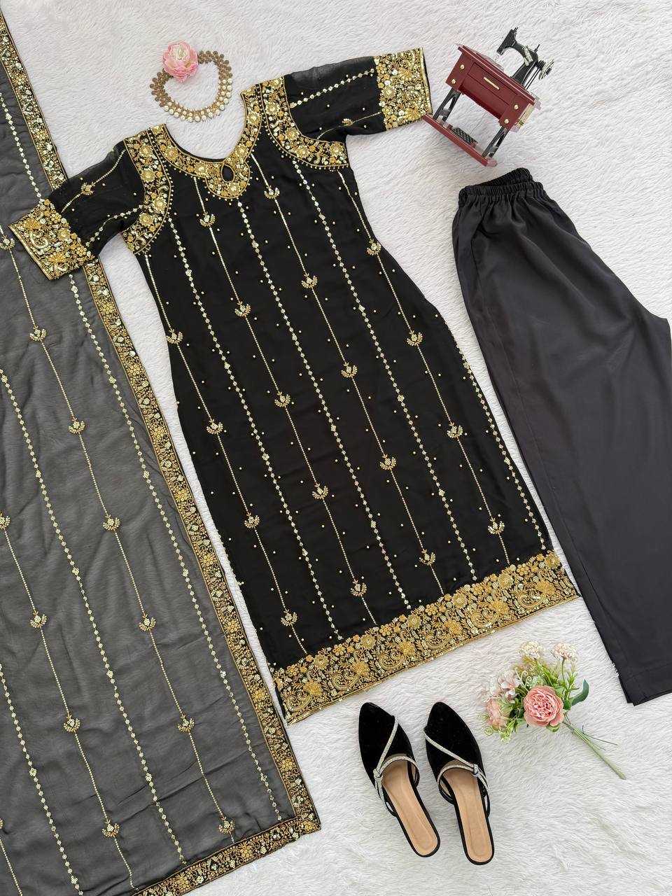 Ynf Georgette RIN162 5923 Suits & Dresses Wholesale Embroidery Suits Party wear suits Black Salwar Suit Manufacturer- Kapda Export