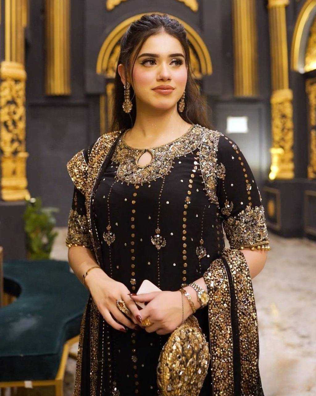 Ynf Georgette RIN162 5923 Suits & Dresses Wholesale Embroidery Suits Party wear suits Black Salwar Suit Manufacturer- Kapda Export