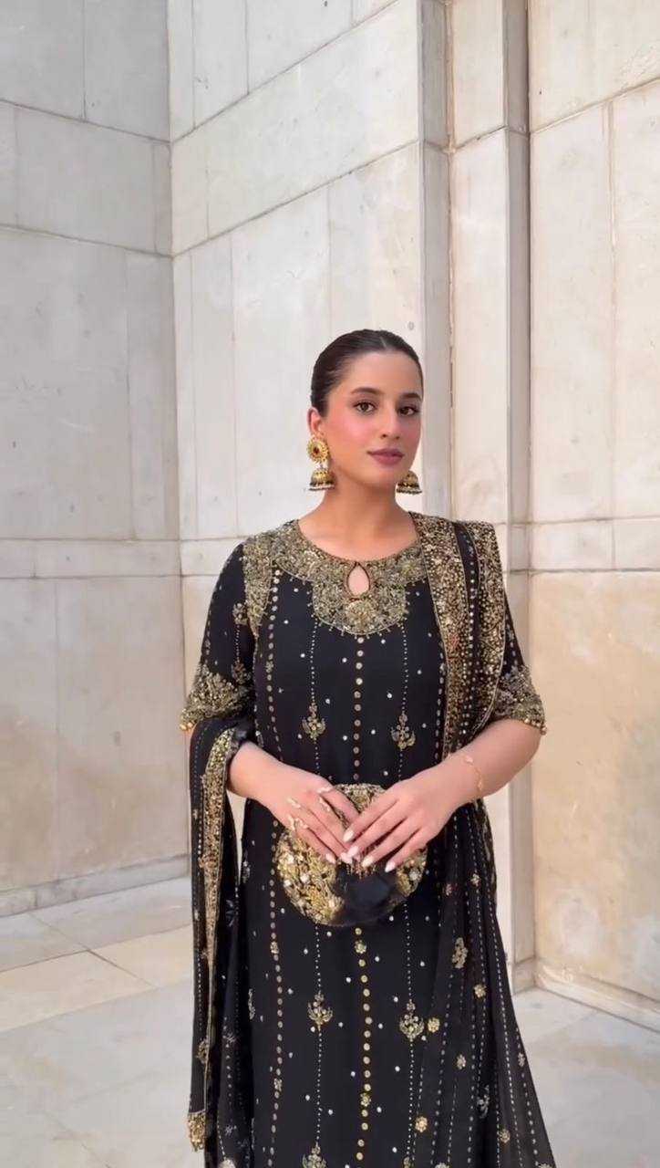 Ynf Georgette RIN162 5923 Suits & Dresses Wholesale Embroidery Suits Party wear suits Black Salwar Suit Manufacturer- Kapda Export