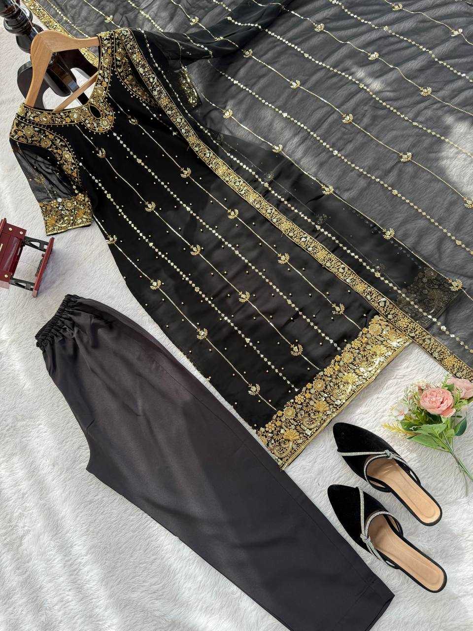 Ynf Georgette RIN162 5923 Suits & Dresses Wholesale Embroidery Suits Party wear suits Black Salwar Suit Manufacturer- Kapda Export