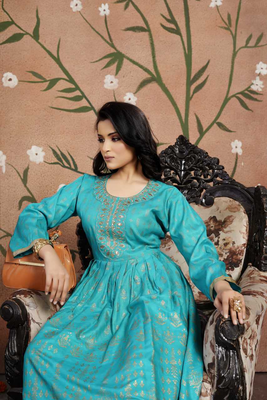 Ynf Heavy Rayon KESH502 102 Gowns Festive Collections Wholesale Embroidery Gowns Party Wear Gowns Simple Gowns Manufacturer- Kapda Export