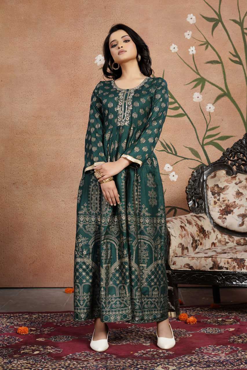 Ynf Heavy Rayon KESH502 102 Gowns Festive Collections Wholesale Embroidery Gowns Party Wear Gowns Simple Gowns Manufacturer- Kapda Export