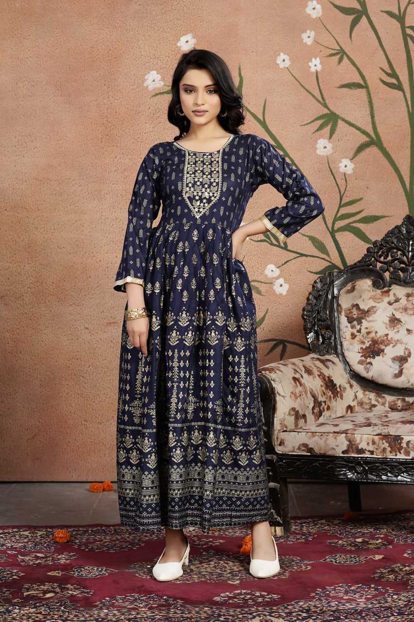 Ynf Heavy Rayon KESH502 102 Gowns Festive Collections Wholesale Embroidery Gowns Party Wear Gowns Simple Gowns Manufacturer- Kapda Export